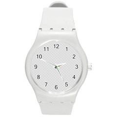 Bright White Stitched And Quilted Pattern Round Plastic Sport Watch (m) by PodArtist