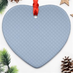 Powder Blue Stitched And Quilted Pattern Ornament (heart) by PodArtist