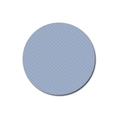 Powder Blue Stitched And Quilted Pattern Rubber Round Coaster (4 Pack)  by PodArtist