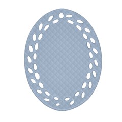 Powder Blue Stitched And Quilted Pattern Ornament (oval Filigree) by PodArtist