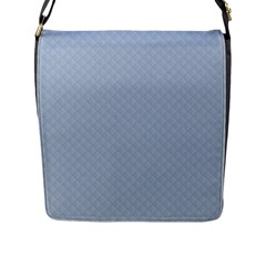 Powder Blue Stitched And Quilted Pattern Flap Messenger Bag (l)  by PodArtist