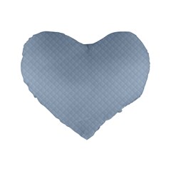 Powder Blue Stitched And Quilted Pattern Standard 16  Premium Flano Heart Shape Cushions by PodArtist