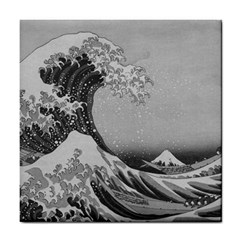 Black And White Japanese Great Wave Off Kanagawa By Hokusai Tile Coasters by PodArtist