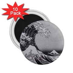 Black And White Japanese Great Wave Off Kanagawa By Hokusai 2 25  Magnets (10 Pack)  by PodArtist