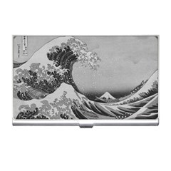 Black And White Japanese Great Wave Off Kanagawa By Hokusai Business Card Holders by PodArtist