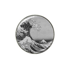 Black And White Japanese Great Wave Off Kanagawa By Hokusai Hat Clip Ball Marker by PodArtist