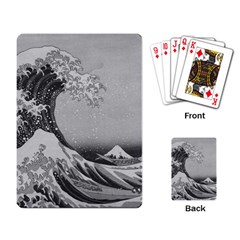 Black And White Japanese Great Wave Off Kanagawa By Hokusai Playing Card by PodArtist