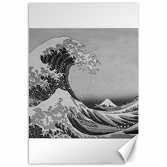 Black And White Japanese Great Wave Off Kanagawa By Hokusai Canvas 12  X 18   by PodArtist