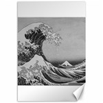 Black and White Japanese Great Wave off Kanagawa by Hokusai Canvas 12  x 18   11.88 x17.36  Canvas - 1