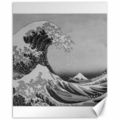 Black And White Japanese Great Wave Off Kanagawa By Hokusai Canvas 16  X 20   by PodArtist