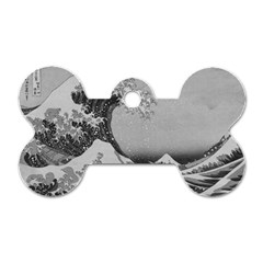 Black And White Japanese Great Wave Off Kanagawa By Hokusai Dog Tag Bone (two Sides) by PodArtist