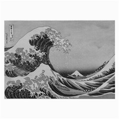 Black And White Japanese Great Wave Off Kanagawa By Hokusai Large Glasses Cloth by PodArtist