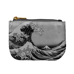 Black And White Japanese Great Wave Off Kanagawa By Hokusai Mini Coin Purses by PodArtist