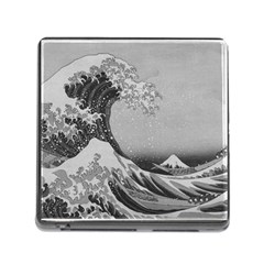 Black And White Japanese Great Wave Off Kanagawa By Hokusai Memory Card Reader (square) by PodArtist