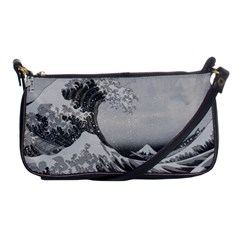 Black And White Japanese Great Wave Off Kanagawa By Hokusai Shoulder Clutch Bags by PodArtist