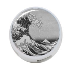 Black And White Japanese Great Wave Off Kanagawa By Hokusai 4-port Usb Hub (one Side) by PodArtist