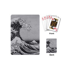 Black And White Japanese Great Wave Off Kanagawa By Hokusai Playing Cards (mini)  by PodArtist