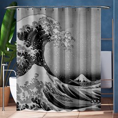 Black And White Japanese Great Wave Off Kanagawa By Hokusai Shower Curtain 60  X 72  (medium)  by PodArtist