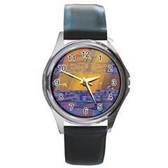 Up Down City Round Metal Watch