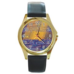 Up Down City Round Gold Metal Watch