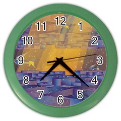 Up Down City Color Wall Clocks