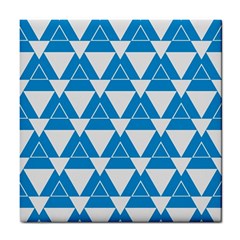 Blue & White Triangle Pattern  Tile Coasters by berwies