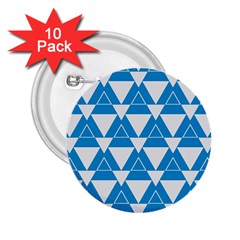 Blue & White Triangle Pattern  2 25  Buttons (10 Pack)  by berwies