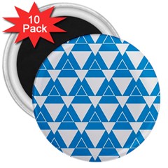 Blue & White Triangle Pattern  3  Magnets (10 Pack)  by berwies