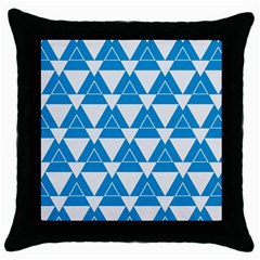 Blue & White Triangle Pattern  Throw Pillow Case (black) by berwies