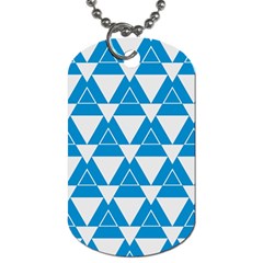 Blue & White Triangle Pattern  Dog Tag (two Sides) by berwies