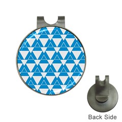 Blue & White Triangle Pattern  Hat Clips With Golf Markers by berwies