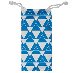 Blue & White Triangle Pattern  Jewelry Bag by berwies