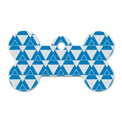 Blue & White Triangle Pattern  Dog Tag Bone (two Sides) by berwies