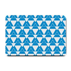 Blue & White Triangle Pattern  Small Doormat  by berwies