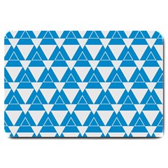 Blue & White Triangle Pattern  Large Doormat  by berwies