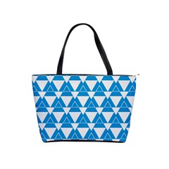 Blue & White Triangle Pattern  Shoulder Handbags by berwies