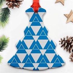 Blue & White Triangle Pattern  Ornament (christmas Tree)  by berwies