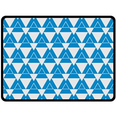 Blue & White Triangle Pattern  Double Sided Fleece Blanket (large)  by berwies