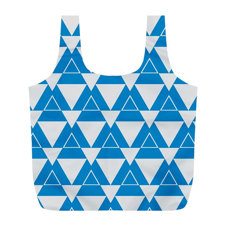 blue & white Triangle pattern  Full Print Recycle Bags (L) 