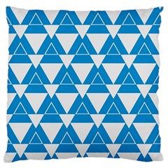 Blue & White Triangle Pattern  Large Flano Cushion Case (one Side) by berwies