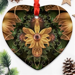 Beautiful Filigree Oxidized Copper Fractal Orchid Ornament (heart) by jayaprime