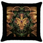 Beautiful Filigree Oxidized Copper Fractal Orchid Throw Pillow Case (Black) Front