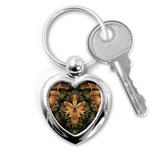 Beautiful Filigree Oxidized Copper Fractal Orchid Key Chains (Heart)  Front