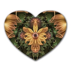 Beautiful Filigree Oxidized Copper Fractal Orchid Heart Mousepads by jayaprime