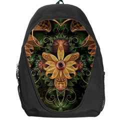 Beautiful Filigree Oxidized Copper Fractal Orchid Backpack Bag by jayaprime