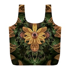 Beautiful Filigree Oxidized Copper Fractal Orchid Full Print Recycle Bags (l)  by jayaprime