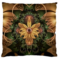 Beautiful Filigree Oxidized Copper Fractal Orchid Standard Flano Cushion Case (one Side) by jayaprime