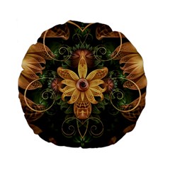 Beautiful Filigree Oxidized Copper Fractal Orchid Standard 15  Premium Flano Round Cushions by jayaprime