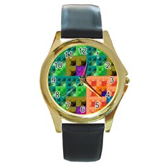 Pattern Round Gold Metal Watch by gasi