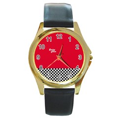 Racing Team Round Gold Metal Watch by gasi